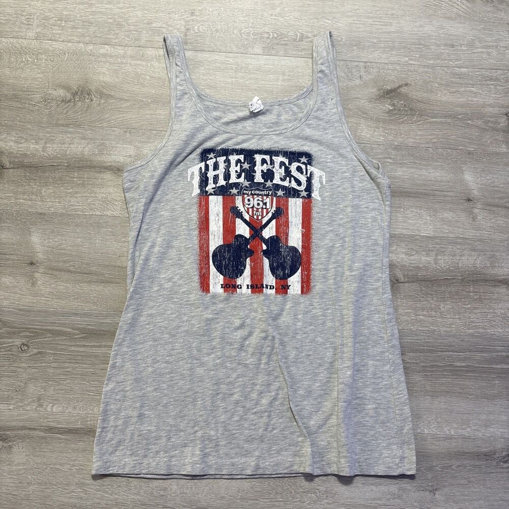 The Fest 96.1 FM Long Island NY Tank Top Womens 2XL Gray Country 2016 Graphic